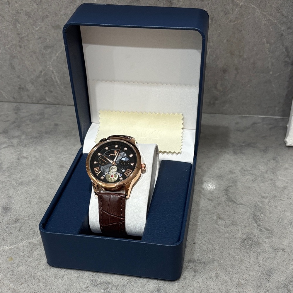 Henry’s Watches - Elegant Brown Leather Strap Watch